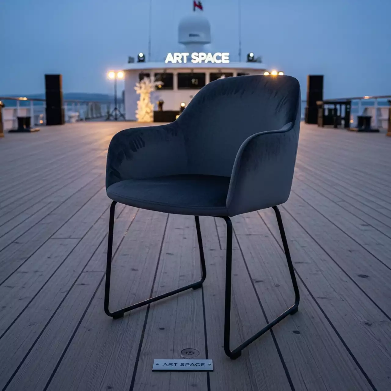 Аренда Стул Asp темно серый велюр черный каркас на теплоходе «Дагомыс» — ART SPACE