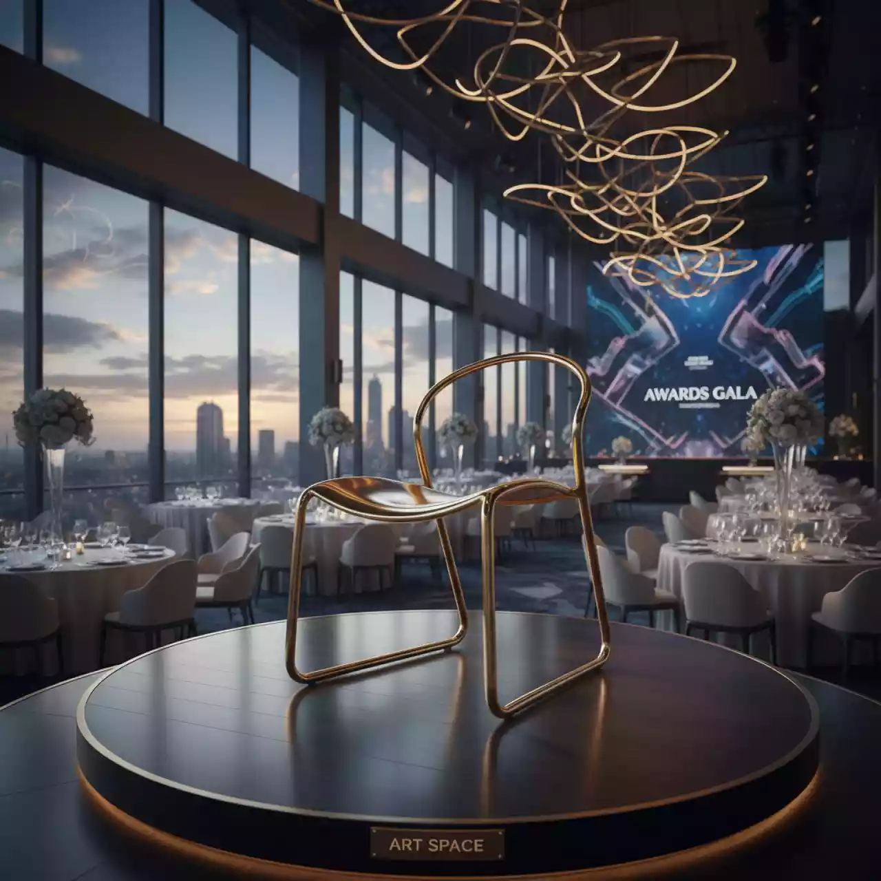 Аренда Стул Aura золотой в ресторане «La Terrazza» — ART SPACE