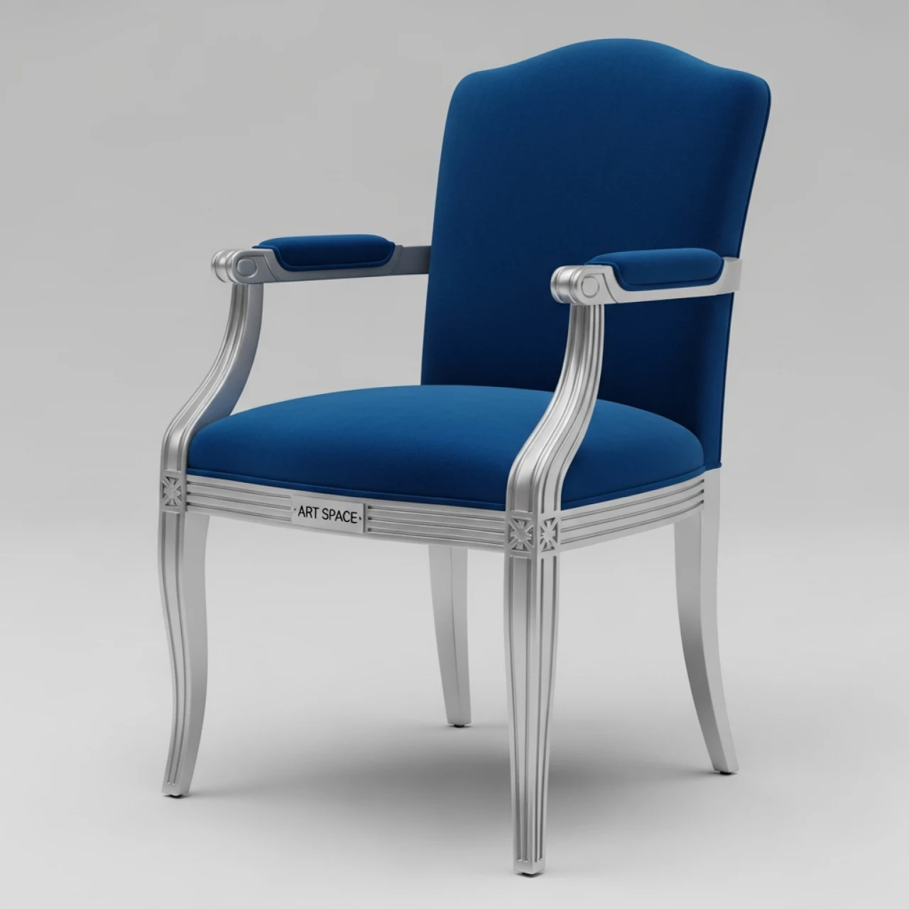 Аренда Стул Азия подлокотники бук синяя корона серебряный каркас в пляжном комплексе VinoGrad — ART SPACE