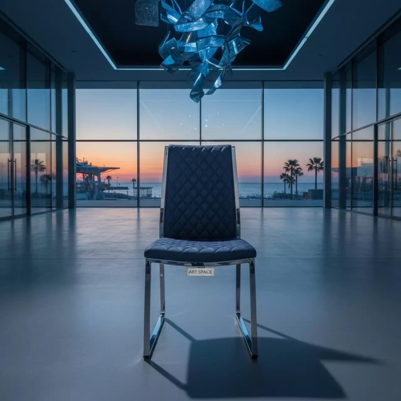 Аренда Стул банкетный Хит серебро синий ромб на Имеретинской набережной — ART SPACE