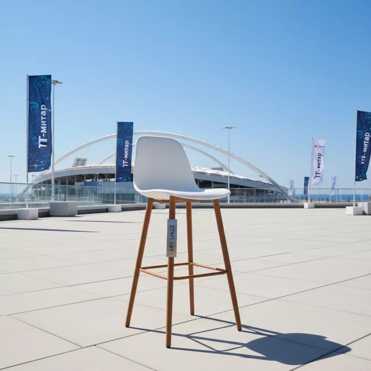 Аренда Стул барный белый Wood на арене «Фишт» — ART SPACE