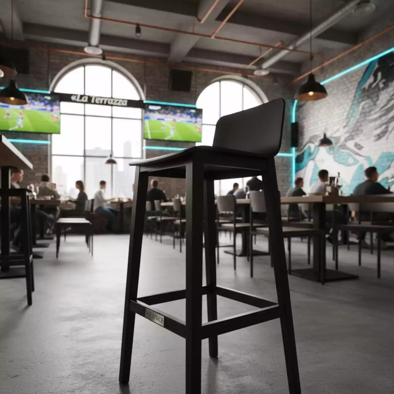 Аренда Стул барный без подлокотников черный Крюгер в ресторане «La Terrazza» — ART SPACE