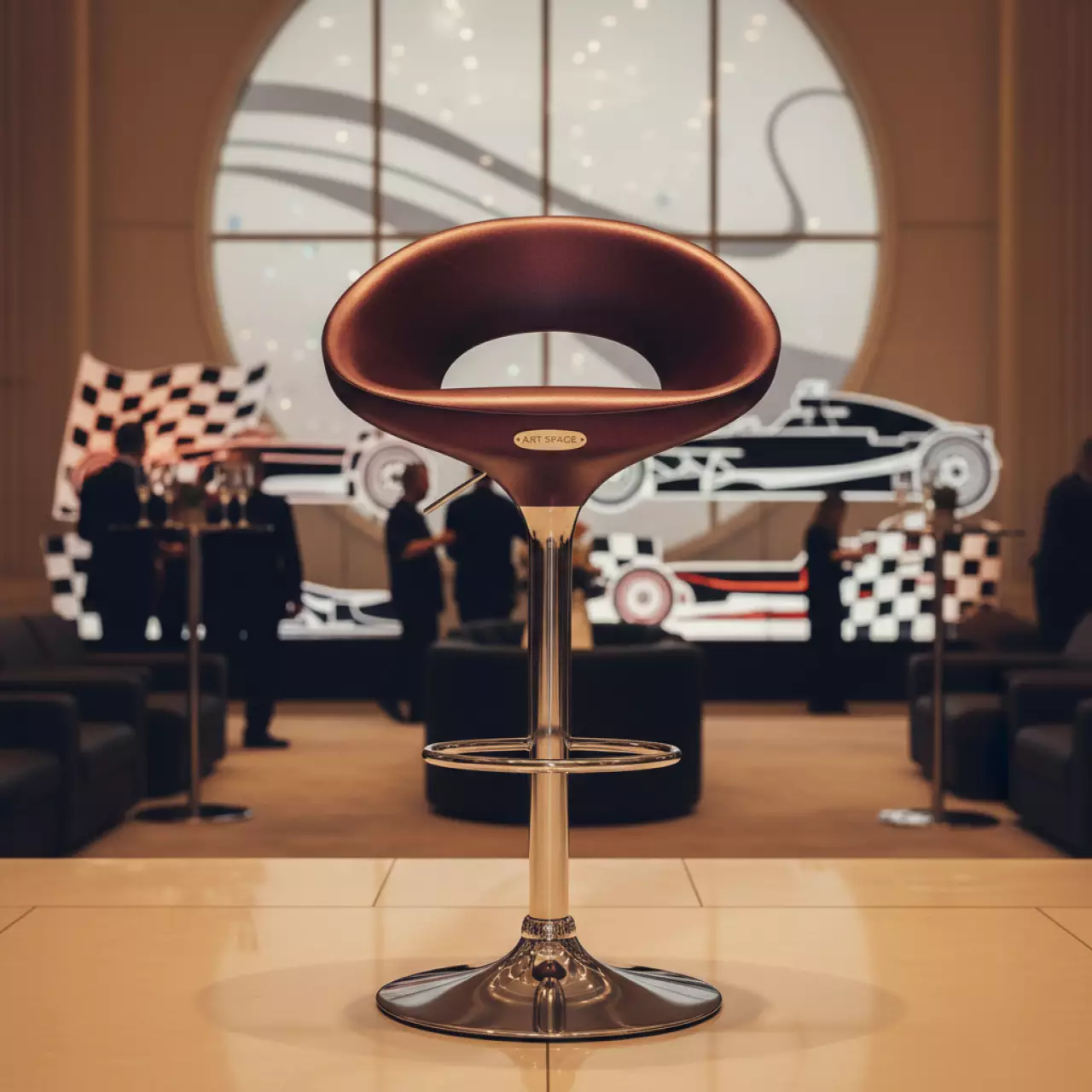 Аренда Стул барный Bombo бордовый металлик в Сочи Парк Отеле — ART SPACE