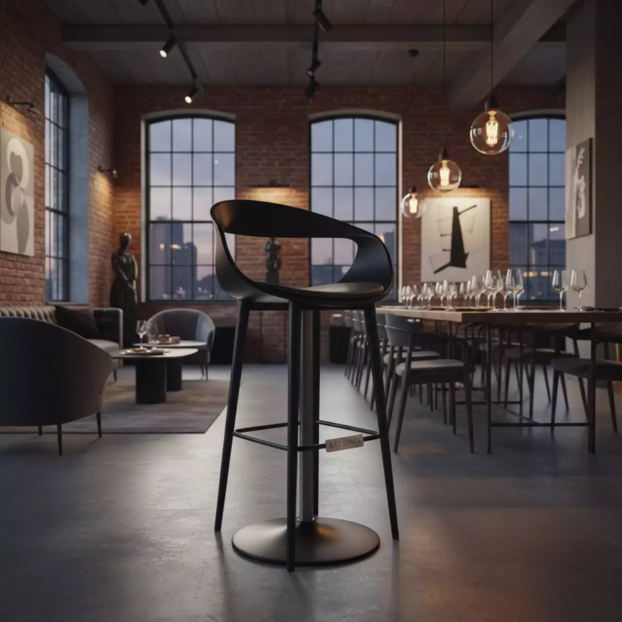 Аренда Стул барный черный Johnson Black в лофте «Студия 21» — ART SPACE
