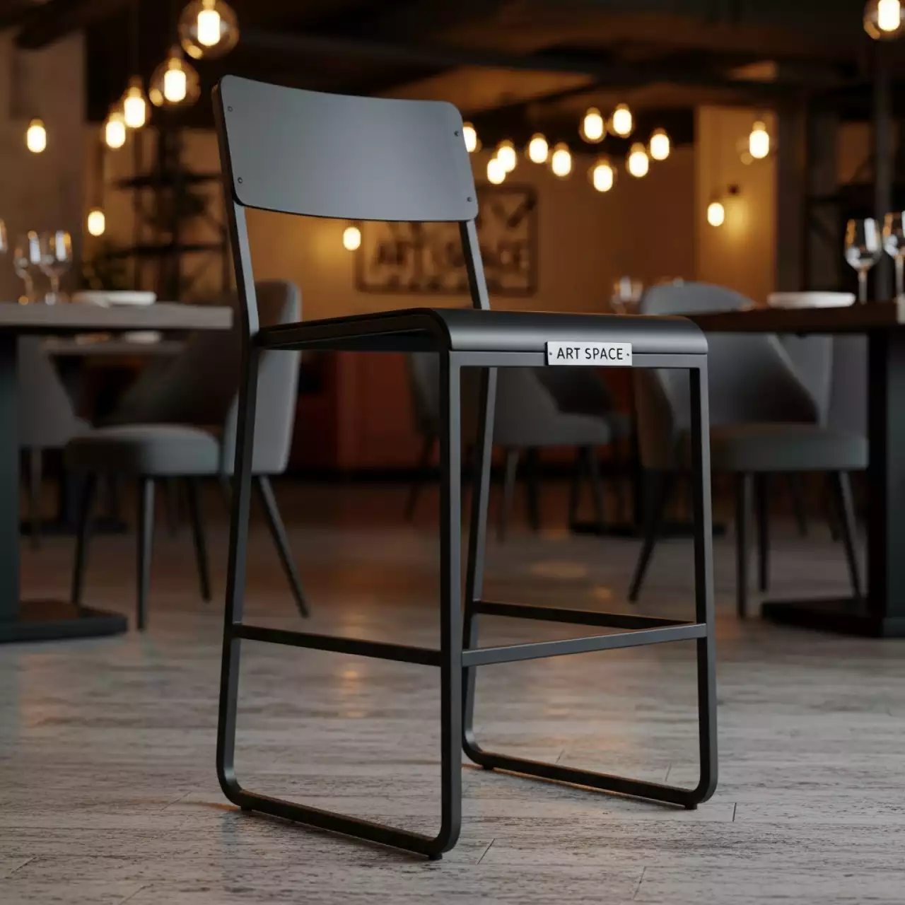 Аренда Стул барный чёрный Malavi в ресторане «Высота 5642» — ART SPACE