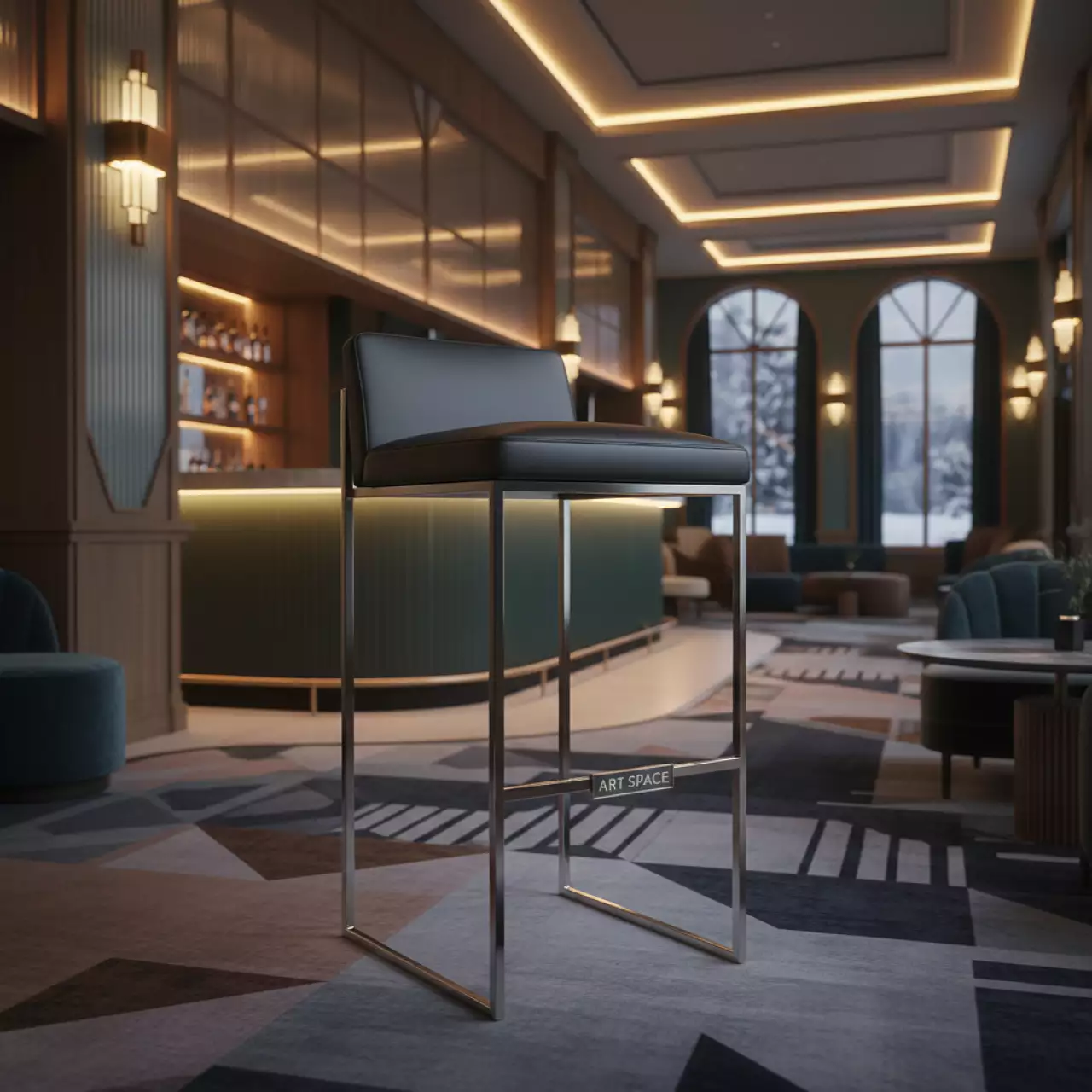 Аренда Стул барный черный в Green Flow Hotel — ART SPACE