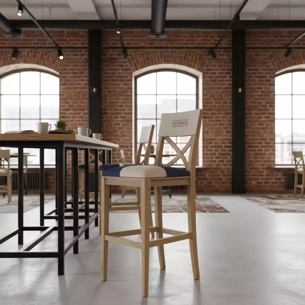 Аренда Стул барный Cross Back в ресторане «Сыроварня» — ART SPACE