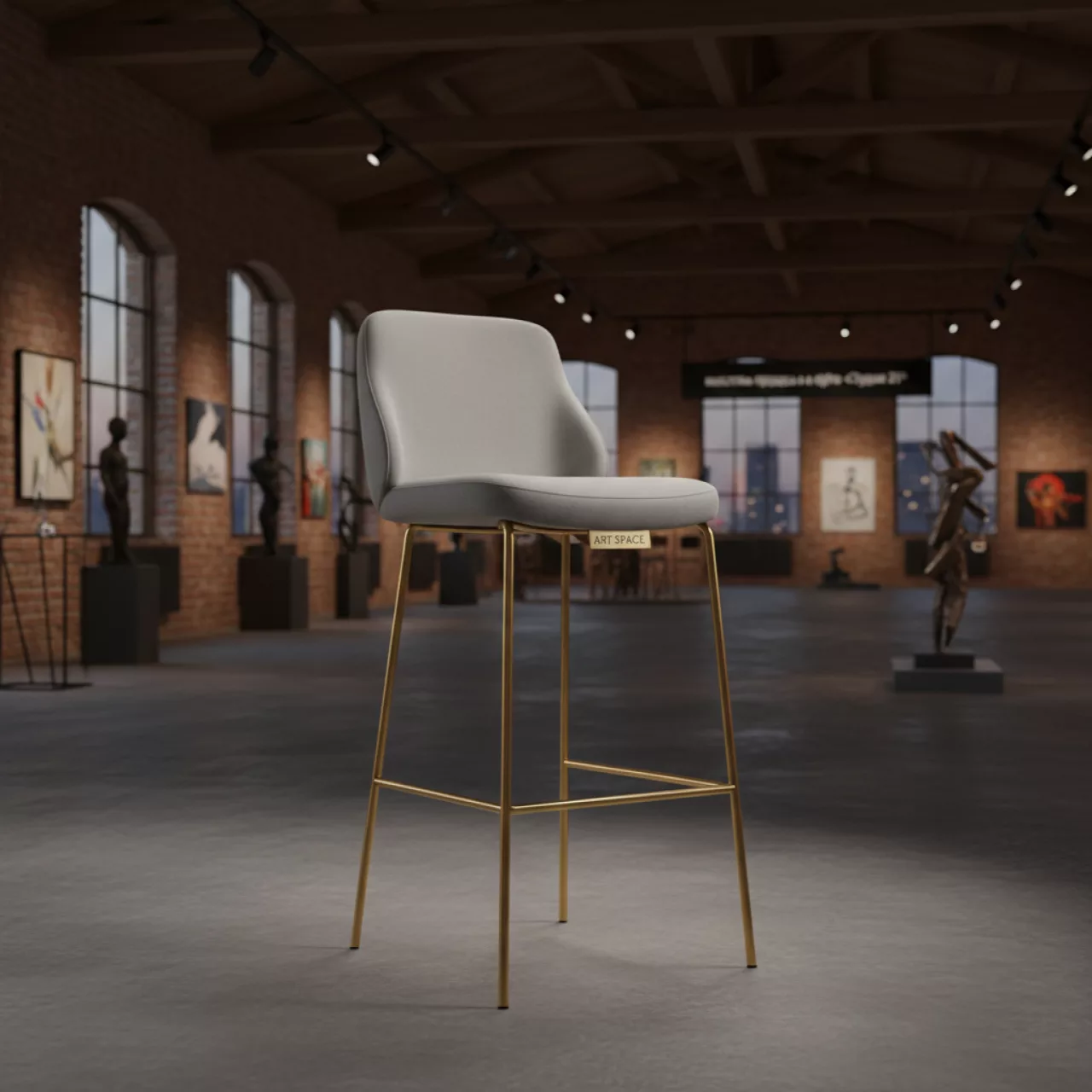 Аренда Стул барный Emma gold светло серый в лофте «Студия 21» — ART SPACE