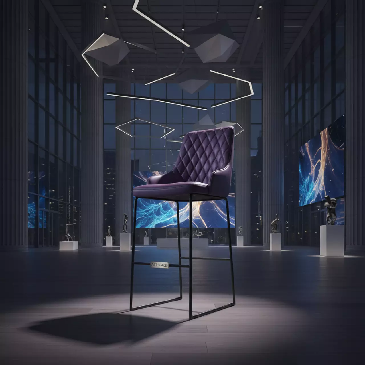 Аренда Стул барный Эссель фиолетовая кожа в Зале органной и камерной музыки — ART SPACE