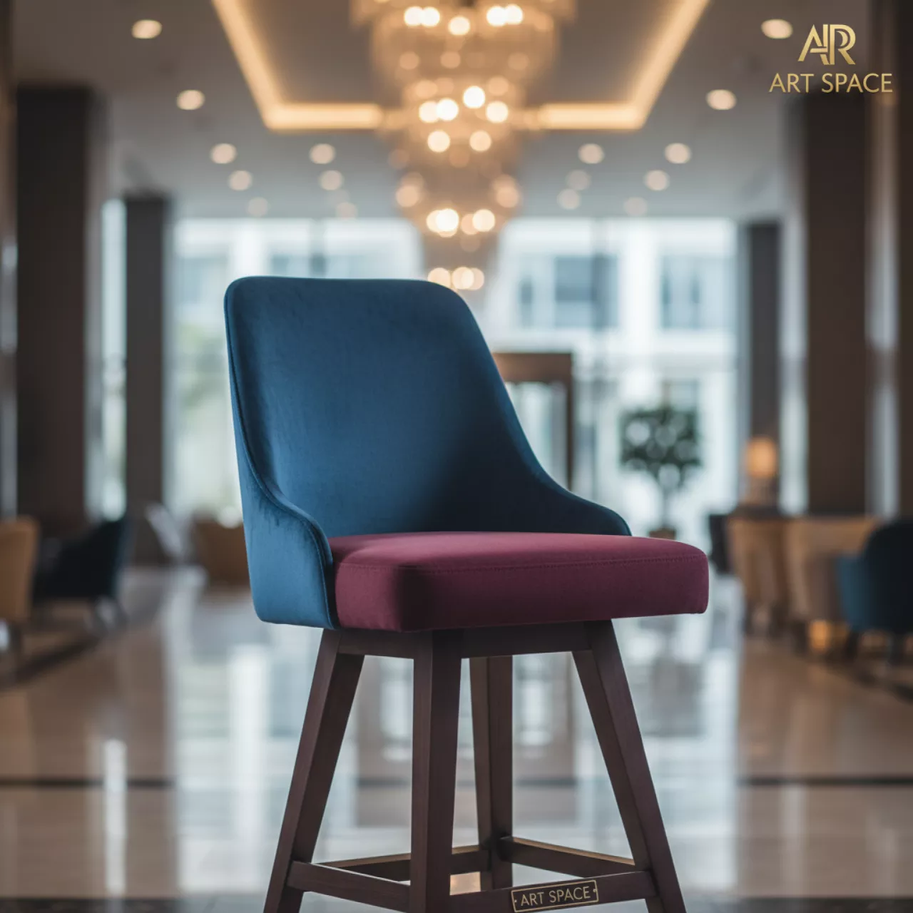 Аренда Стул барный Fly комбинированный велюр ножки бук в City Park Hotel Sochi — ART SPACE