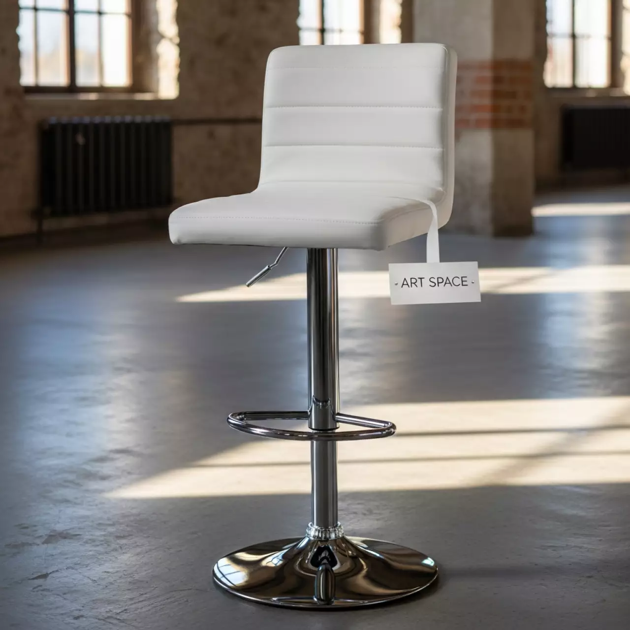 Аренда Стул барный Hi Tec белый из экокожи WT в усадьбе Голицына — ART SPACE