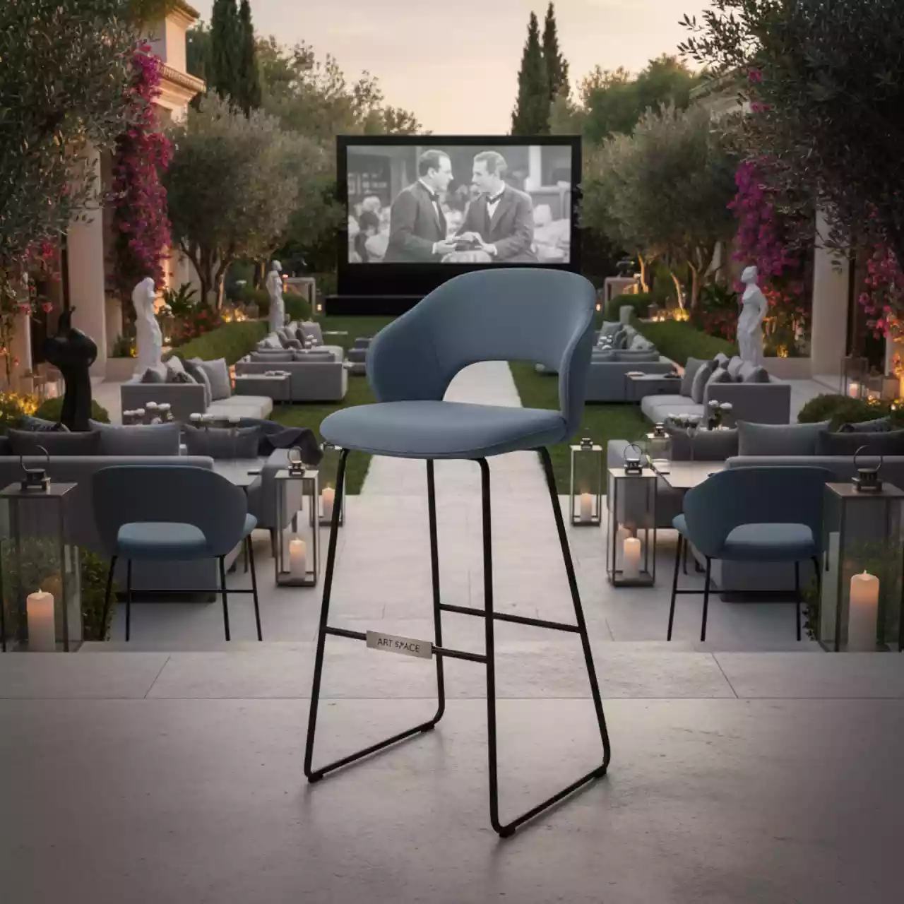 Аренда Стул барный Kasia Stool с обивкой на вилле «Анна» — ART SPACE