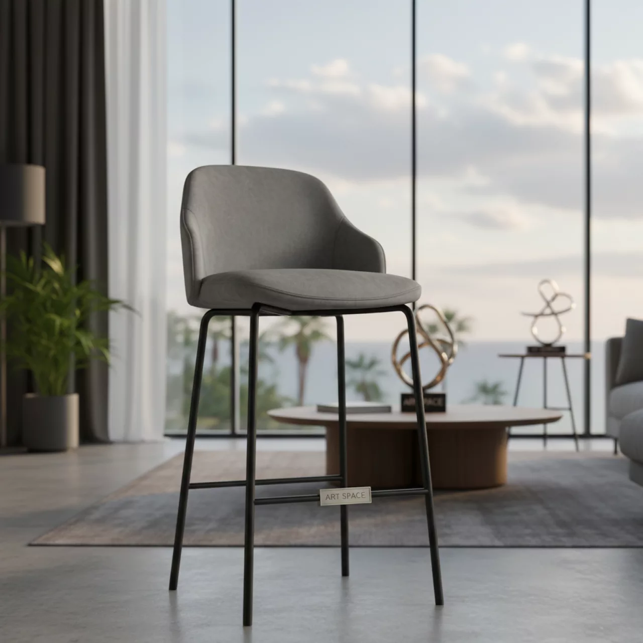 Аренда Стул барный Lega серый велюр в Pullman Sochi Centre — ART SPACE