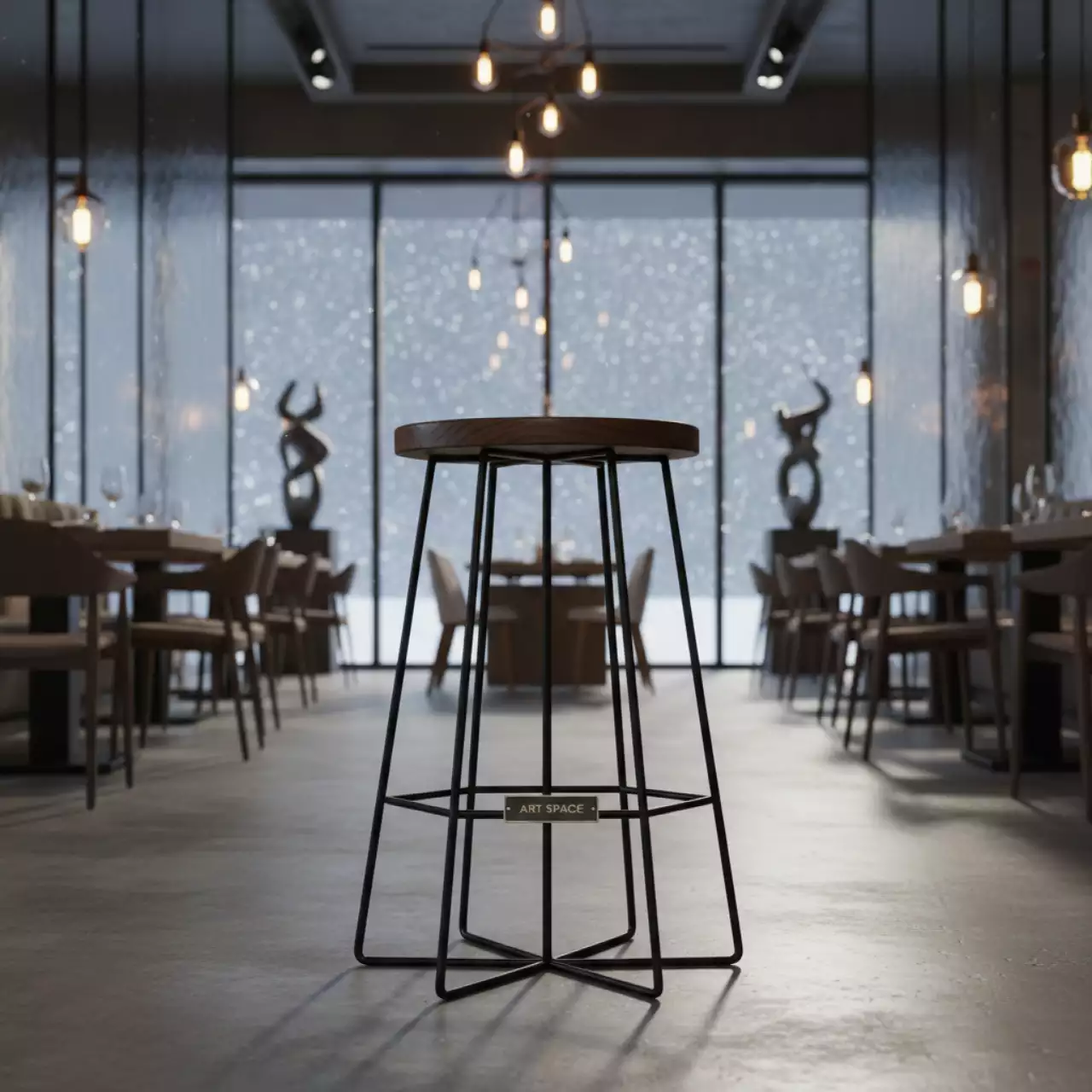 Аренда Стул барный Loft круглый в ресторане «Баран-Рапан» — ART SPACE