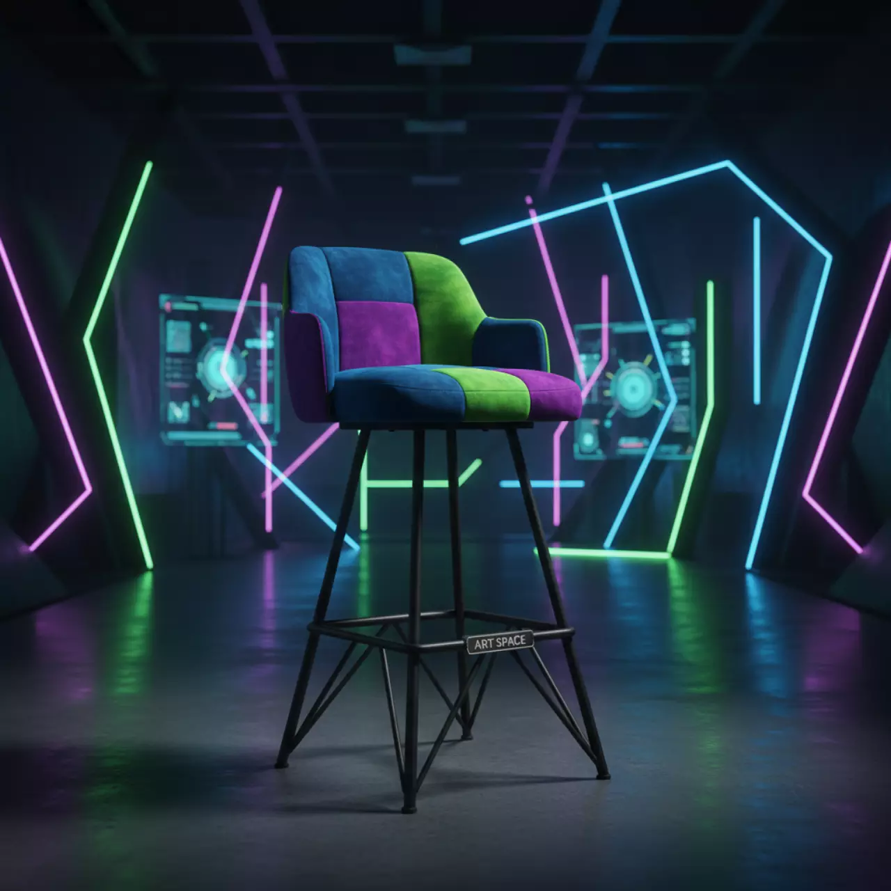 Аренда Стул барный Маллин велюр Velutto черные металлические ножки в банкетном зале «Дельфин» — ART SPACE