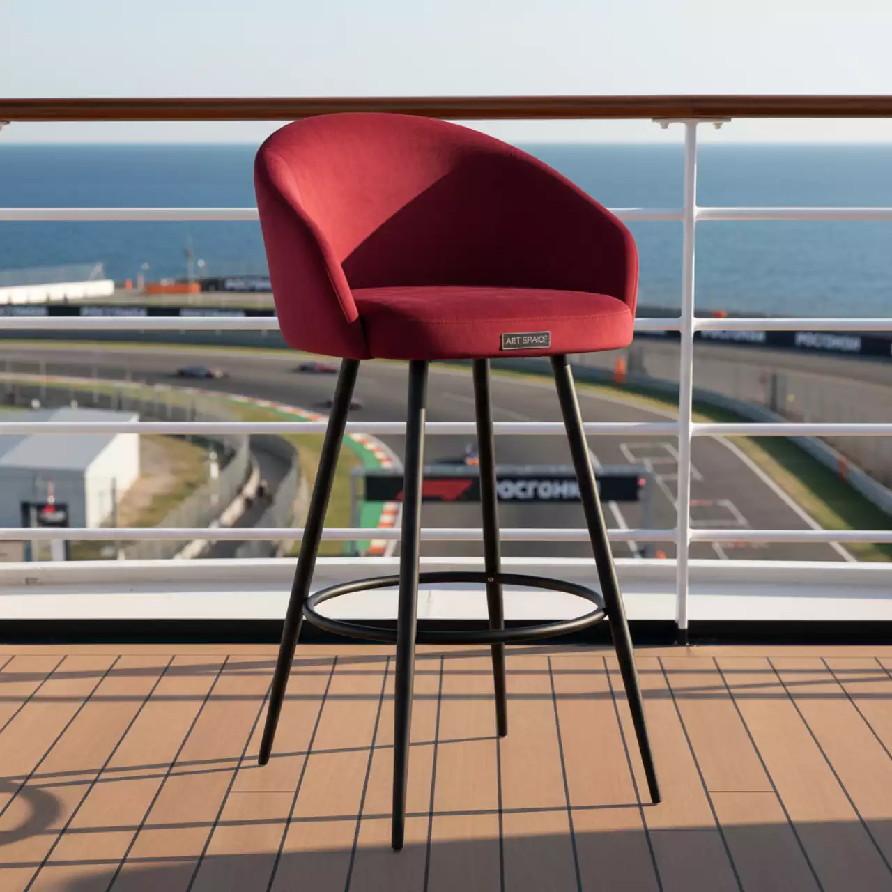 Аренда Стул барный Маллин велюр Velutto ножки черный металл на теплоходе «Дагомыс» — ART SPACE