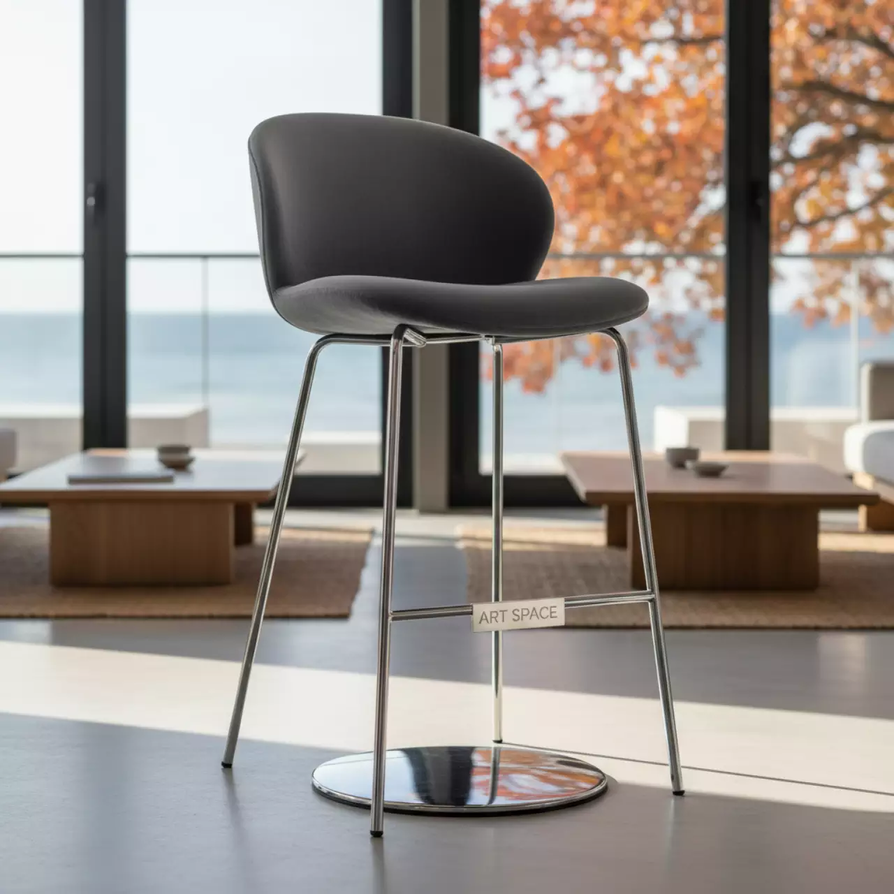 Аренда Стул барный Mars серый велюр в пляжном клубе Del Mar — ART SPACE