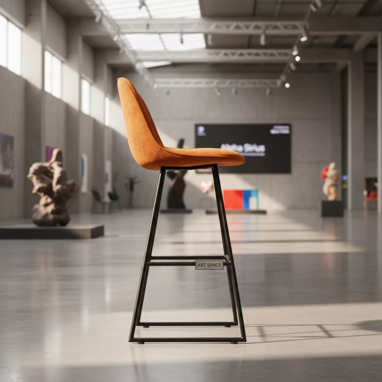 Аренда Стул барный Mars велюр оранжевый в Alpha Sirius — ART SPACE