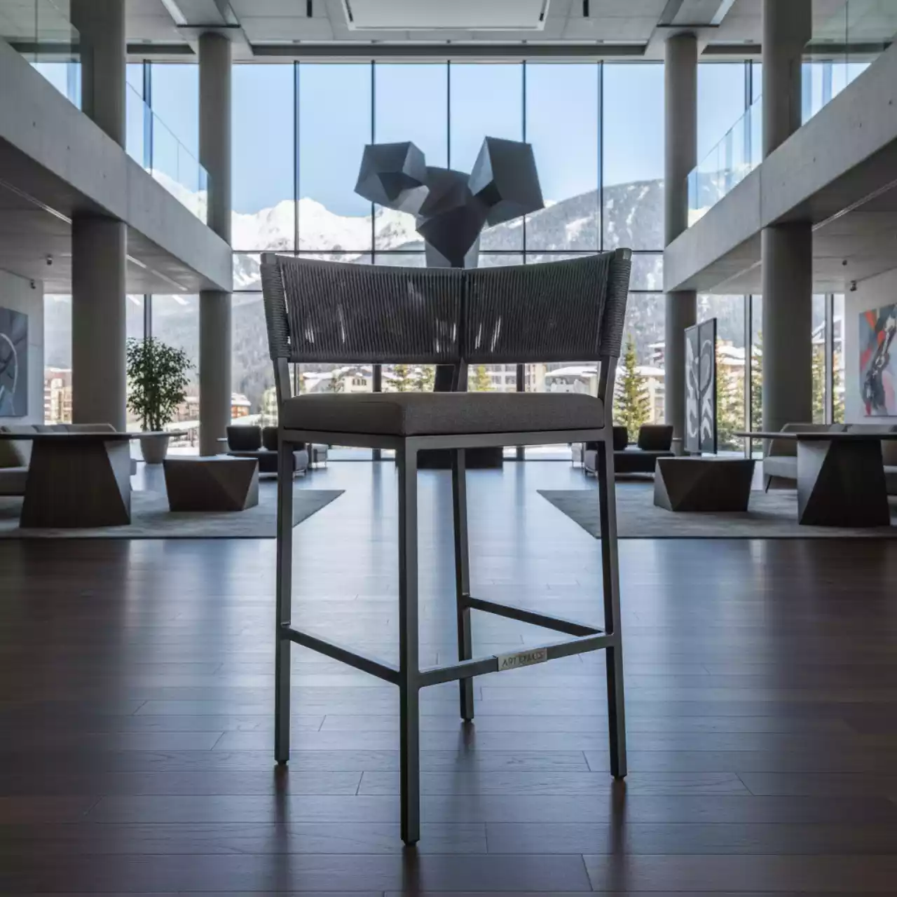 Аренда Стул барный Марсель каркас сталь роуп темно серый ткань темно серая в Radisson Hotel Rosa Khutor — ART SPACE