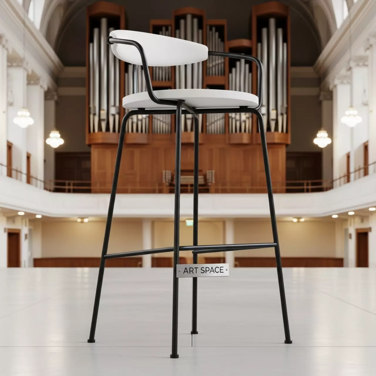 Аренда Стул барный Орбита черный белый в Зале органной и камерной музыки — ART SPACE