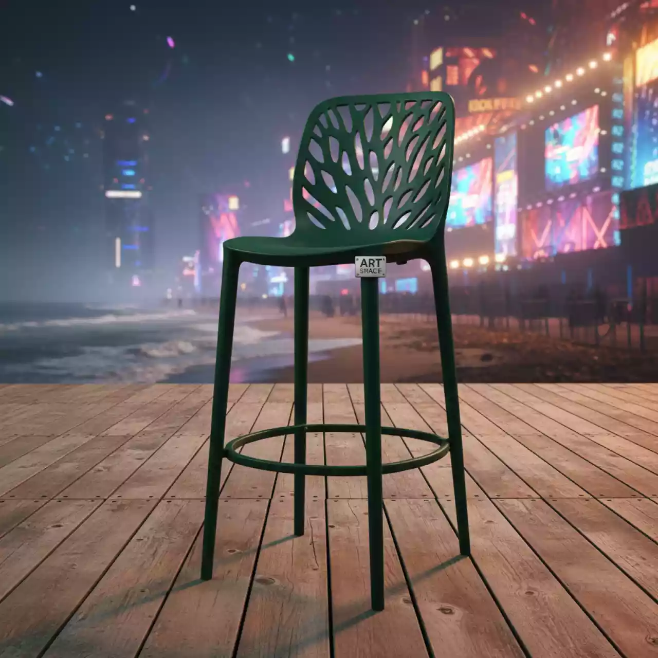 Аренда Стул барный пластиковый Mentha Go Green на пляже «Маяк» — ART SPACE