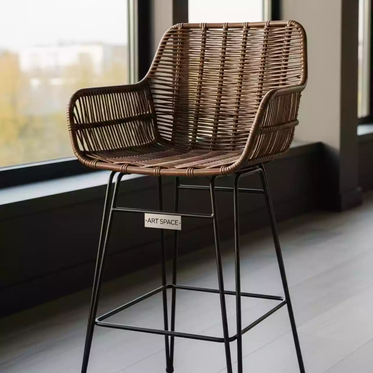Аренда Стул барный плетеный Gala коричневый в ресторане «Brunello» — ART SPACE