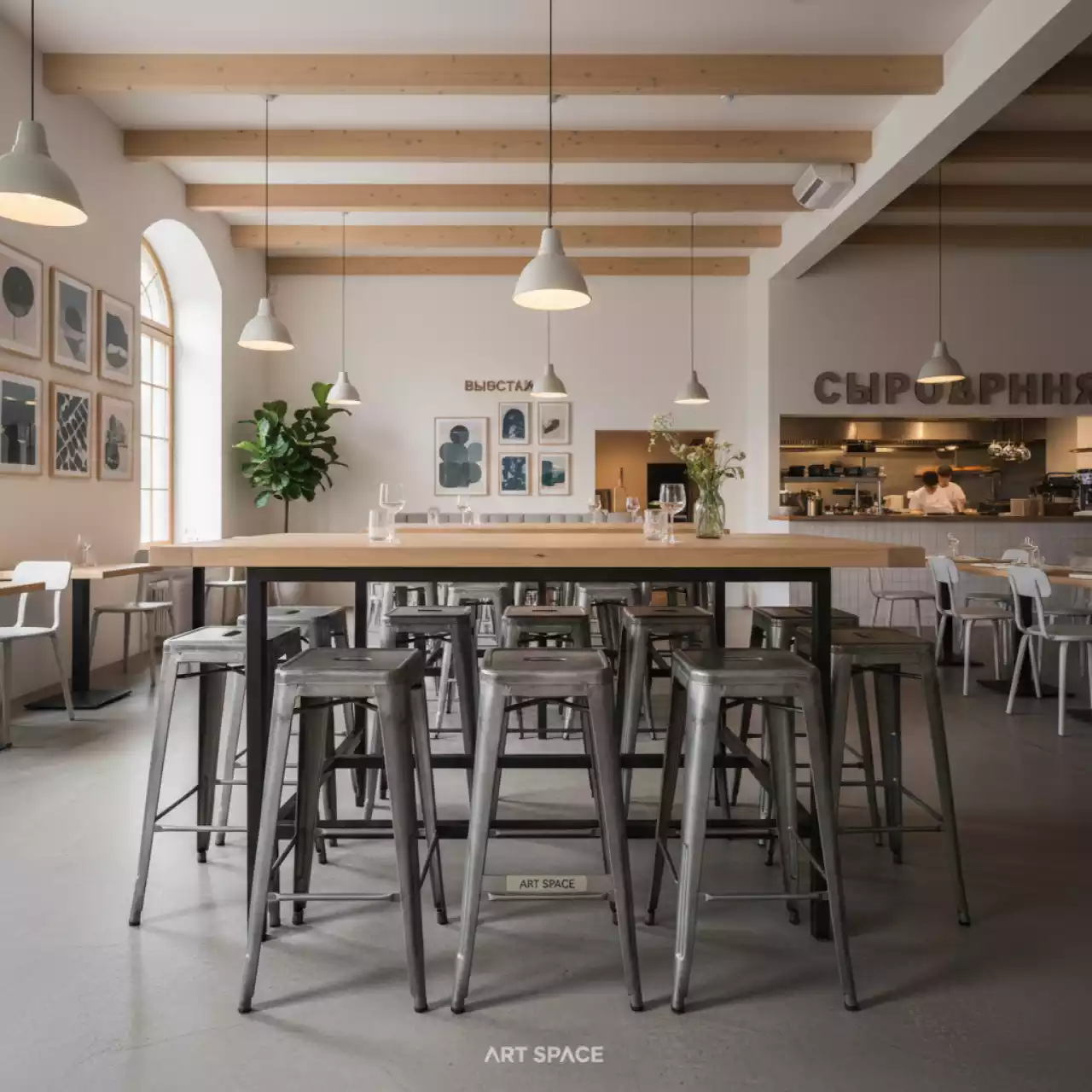 Аренда Стул барный серый металлический Tolix в ресторане «Сыроварня» — ART SPACE
