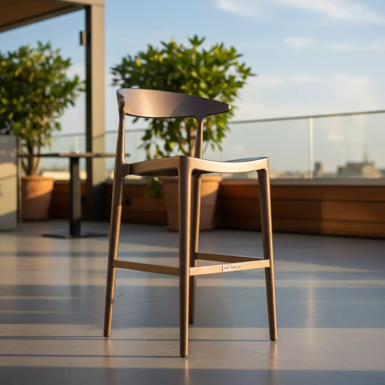 Аренда Стул барный со спинкой бронза Tolix в ресторане «La Terrazza» — ART SPACE