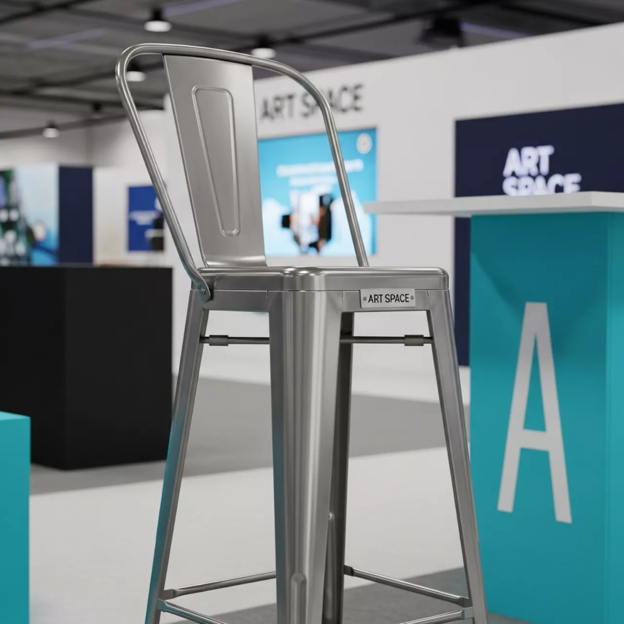 Аренда Стул барный со спинкой серебряный Tolix в Bridge Resort — ART SPACE