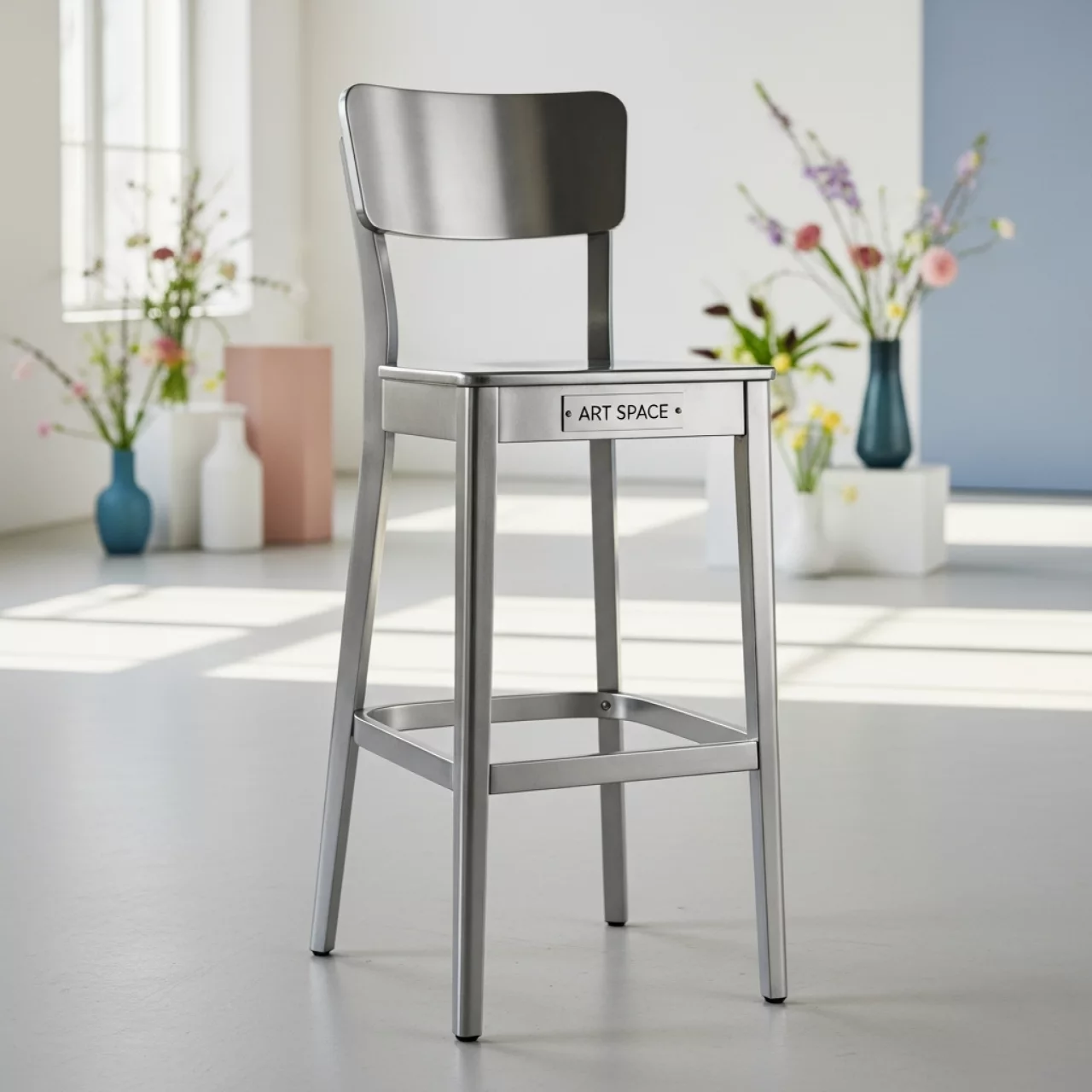 Аренда Стул барный со спинкой Tolix серебряный в Зимнем театре — ART SPACE