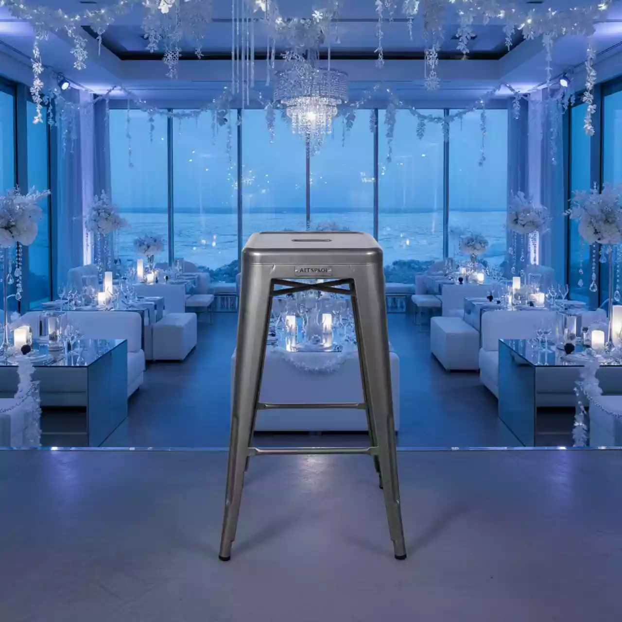 Аренда Стул барный Tolix серый в комплексе Sea Galaxy — ART SPACE