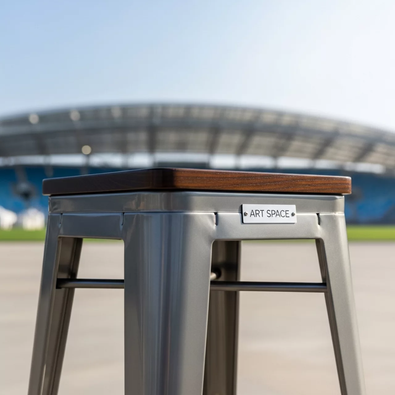 Аренда Стул барный Tolix Wood серебристый матовый на арене «Фишт» — ART SPACE