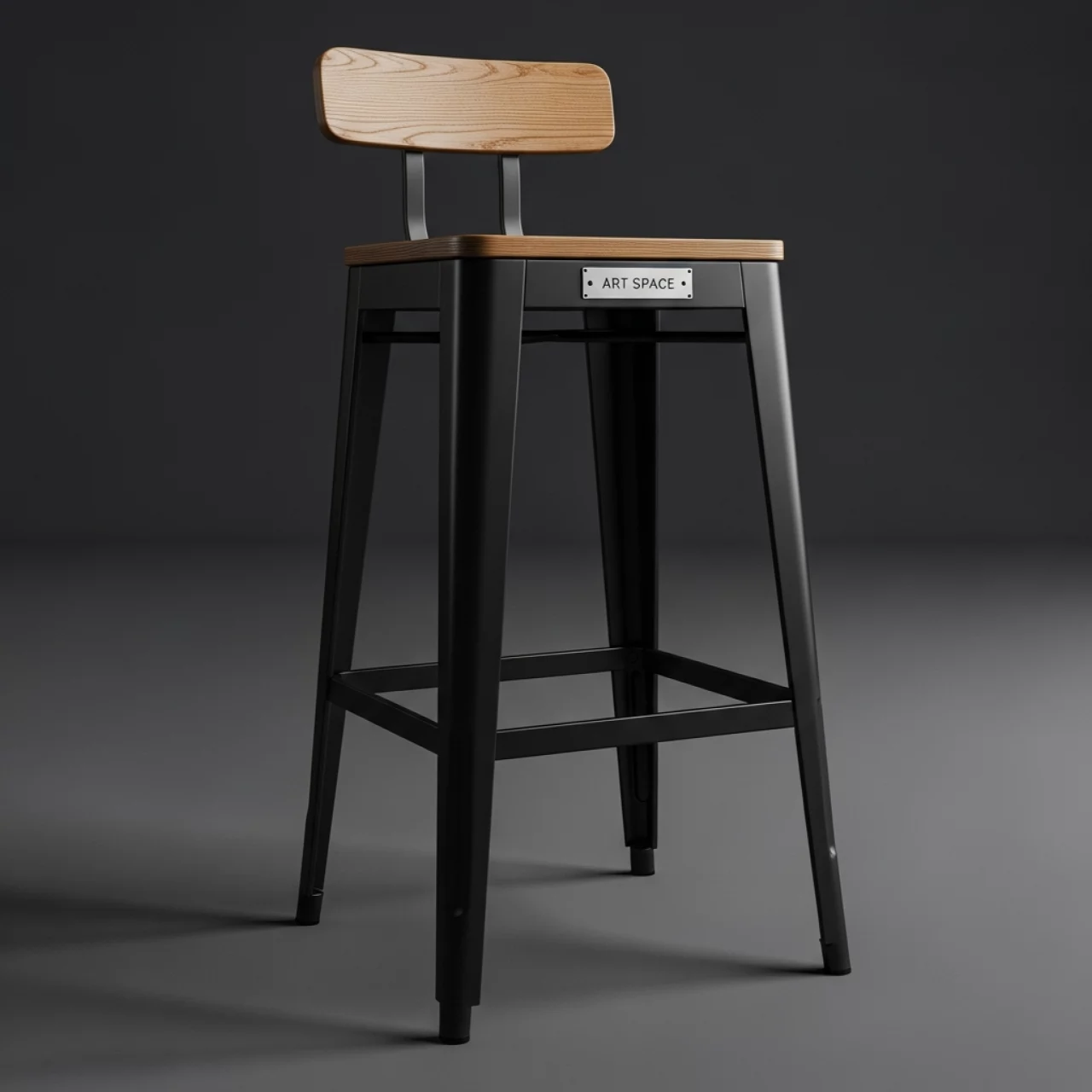 Аренда Стул барный Tolix Wood со спинкой черный в ледовом дворце «Роза Хутор» — ART SPACE