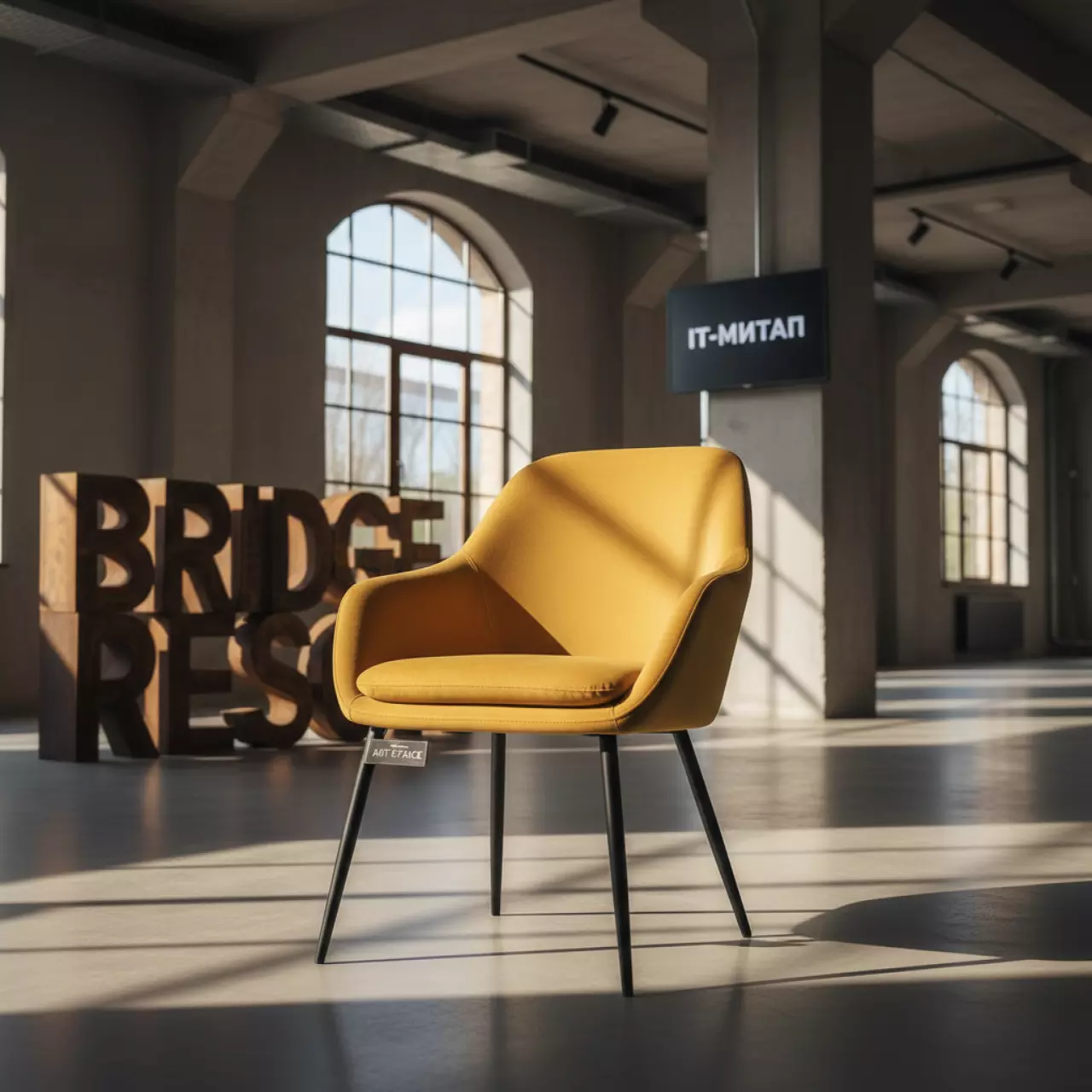 Аренда Стул Белладжио горчичный бархат ножки черные в Bridge Resort — ART SPACE