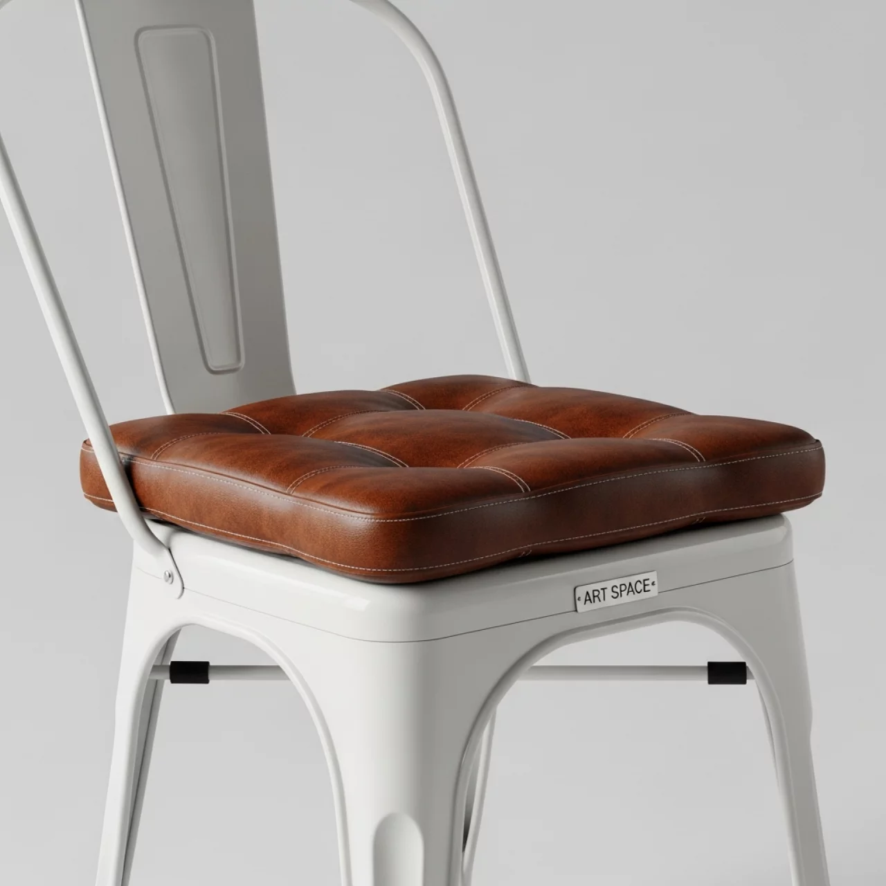 Аренда Стул белый с коричневой экокожей Tolix Soft в санатории «Заполярье» — ART SPACE