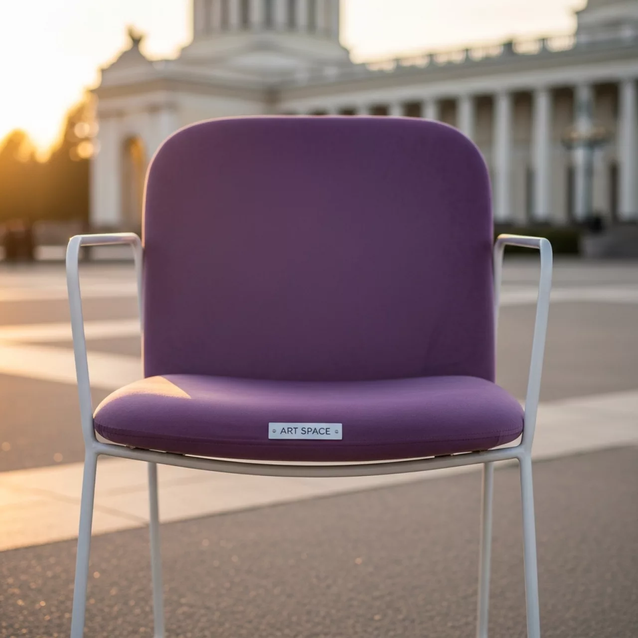 Аренда Стул белый УНИСОН с лиловой бархатной подушкой в санатории «Металлург» — ART SPACE