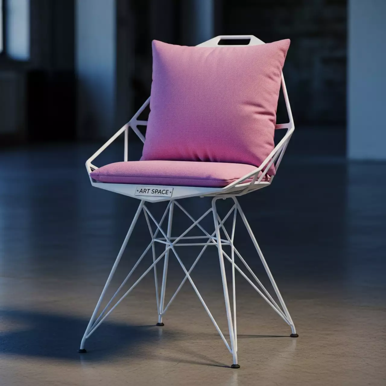 Аренда Стул белый УНИСОН с пудровой габардиновой подушкой в ледовом дворце «Роза Хутор» — ART SPACE