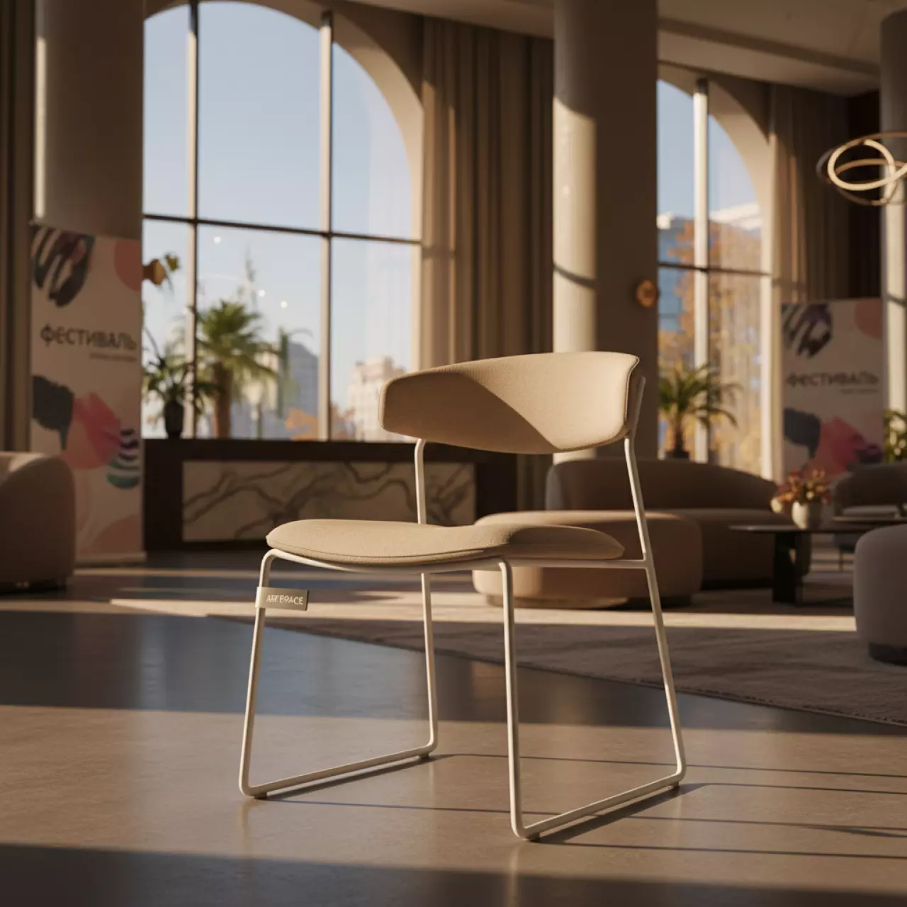 Аренда Стул бежевая ткань белый Nil в Mercure Сочи Центр — ART SPACE