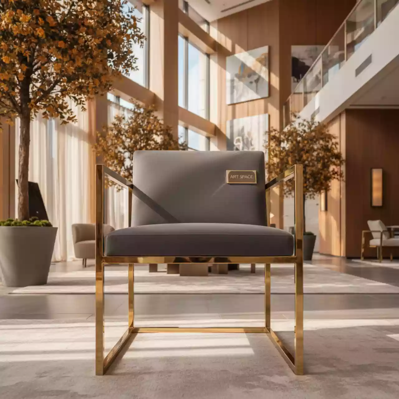 Аренда Стул БРЭМ золотой серый бархат в Stella di Mosca — ART SPACE