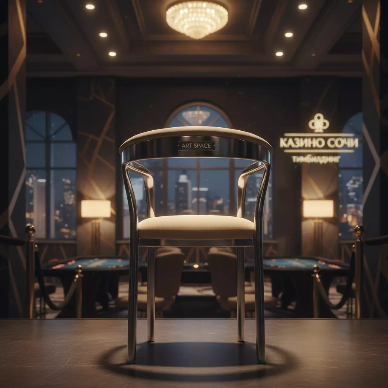 Аренда Стул Бринтелликс с мягкой спинкой серебро бежевый в казино «Сочи» — ART SPACE