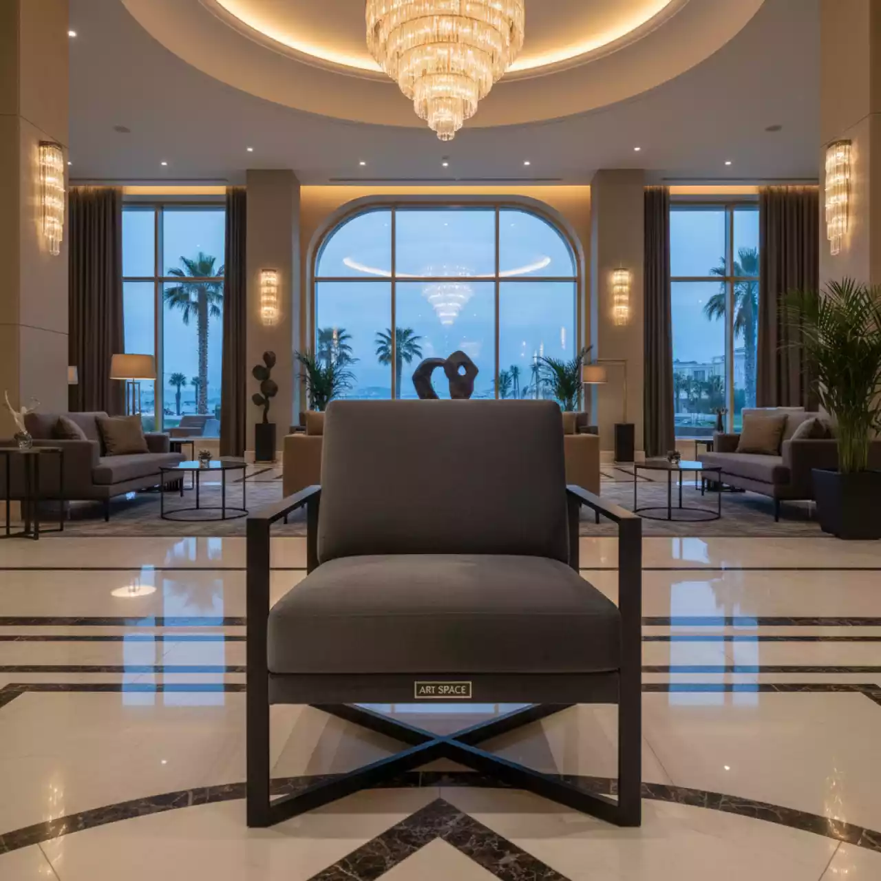 Аренда Стул Casa темно серый велюр черный каркас в Grand Karat Sochi — ART SPACE