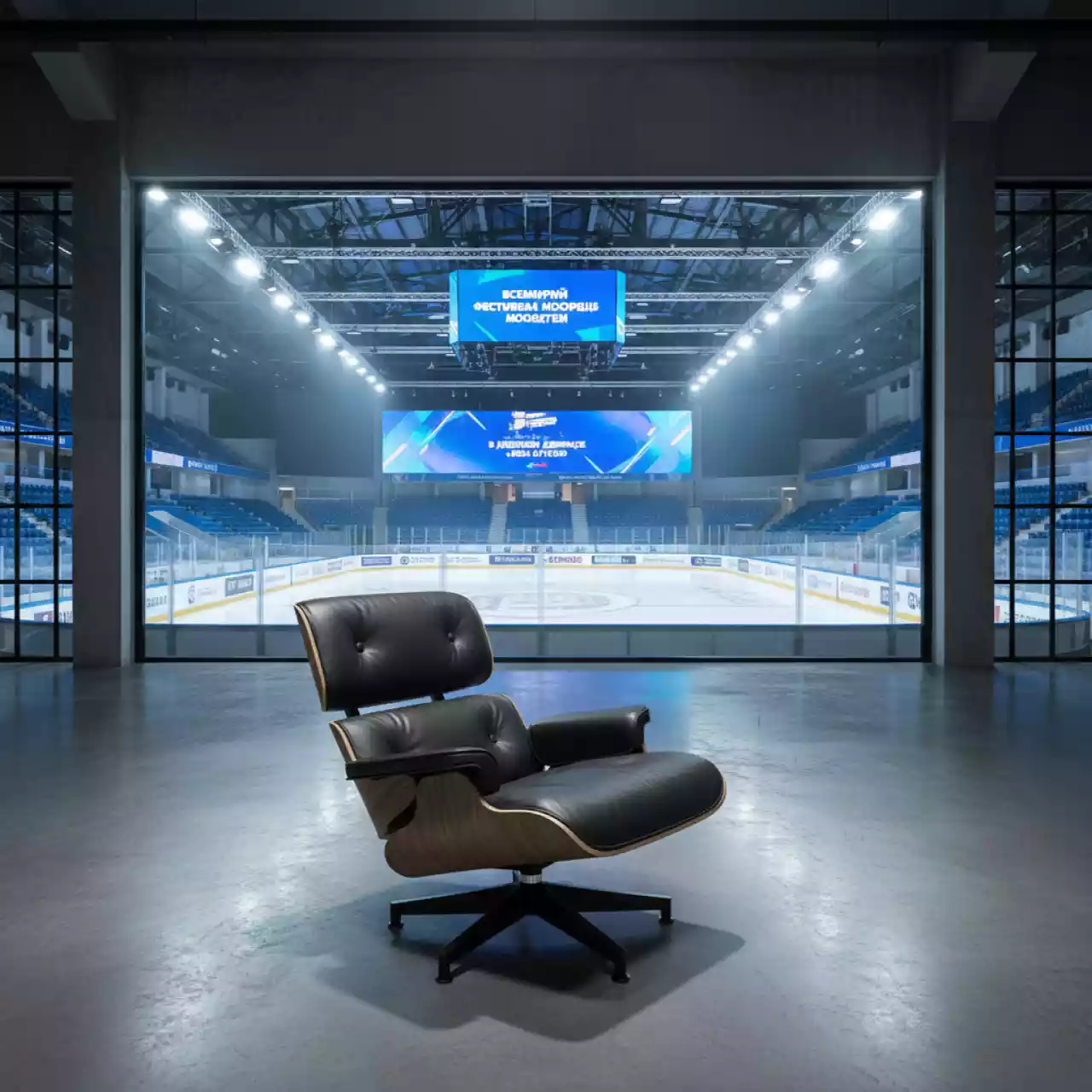 Аренда Стул черно белый Eames Style в ледовом дворце «Роза Хутор» — ART SPACE