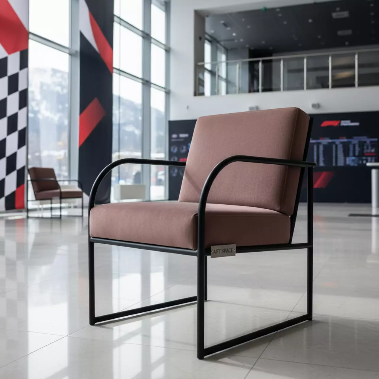 Аренда Стул черный с бархатной подушкой цвета пыльный инжир УНИСОН санаторий «Заполярье» — ART SPACE