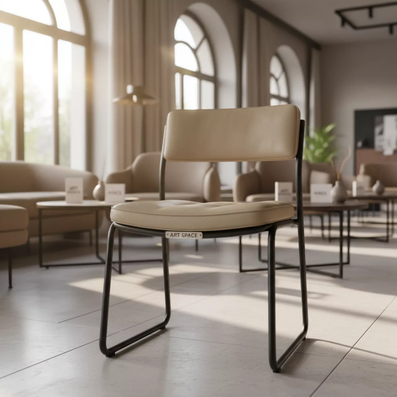 Аренда Стул черный с бежевой экокожей Tolix Soft в Boutique Hotel PORTUM 1905 — ART SPACE