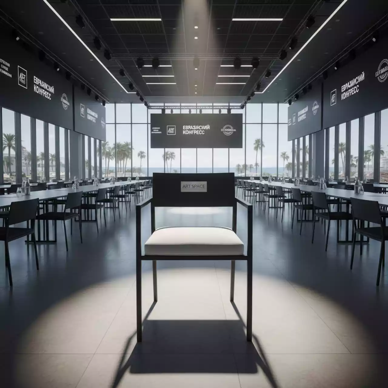 Аренда Стул черный Унисон с белой бархатной подушкой в конгресс-холле отеля Жемчужина — ART SPACE