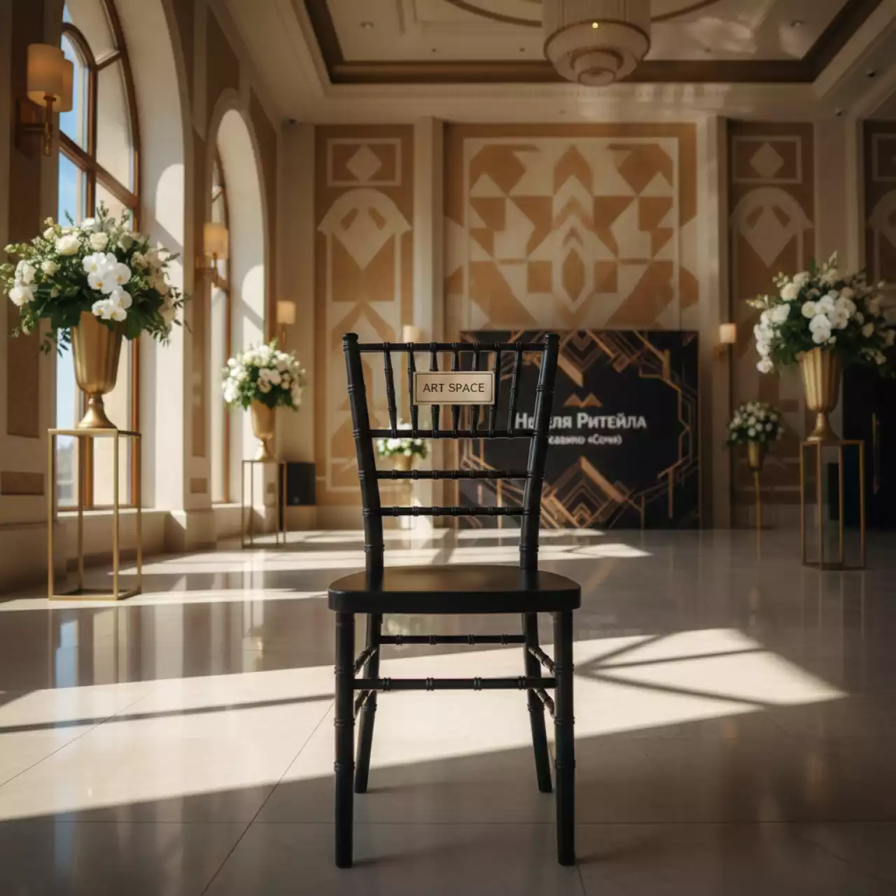 Аренда Стул Chiavari деревянный черный в казино «Сочи» — ART SPACE