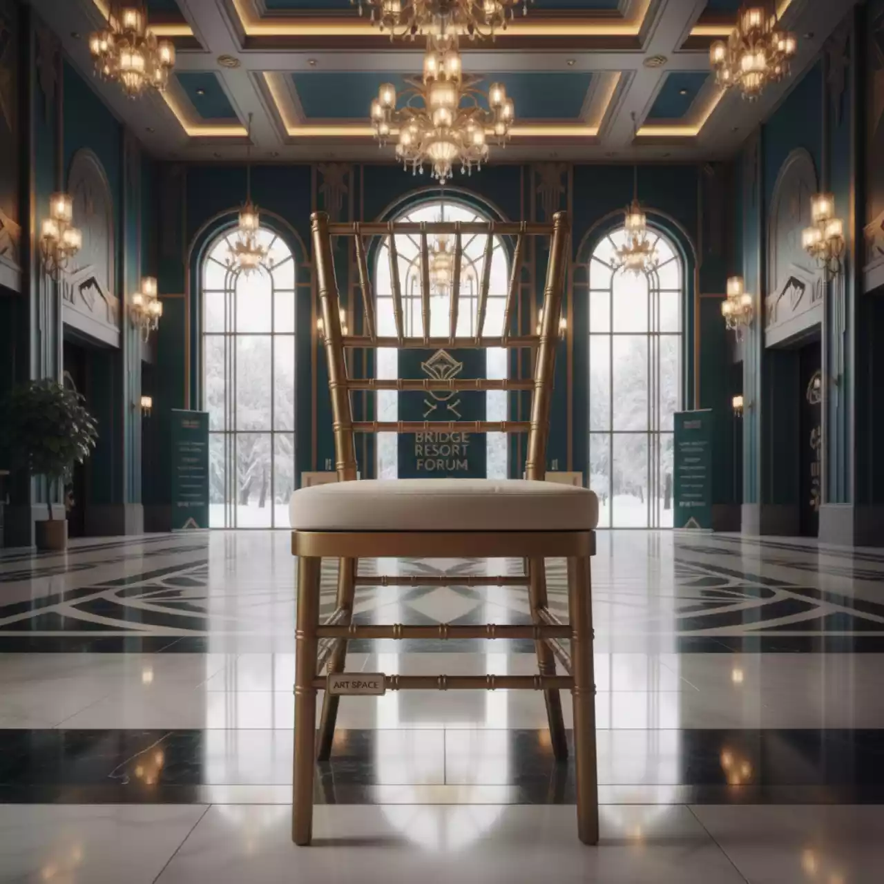 Аренда Стул Chiavari подушка велюр Teddy молдинг старое золото в Bridge Resort — ART SPACE