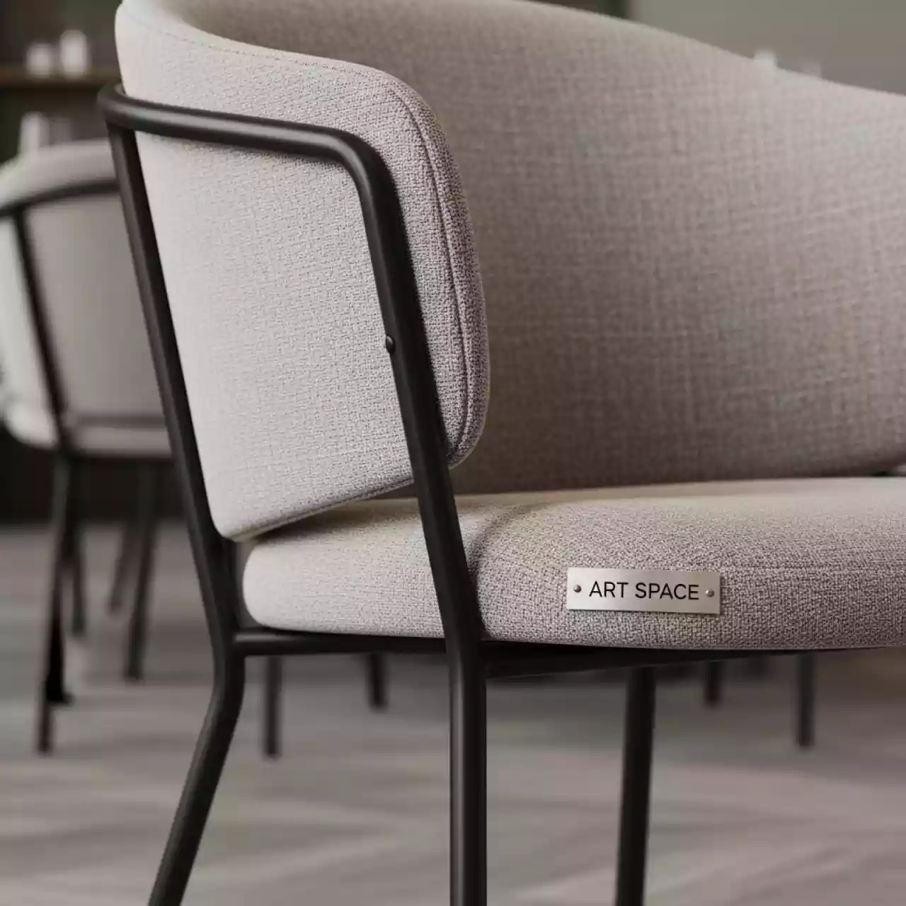 Аренда Стул Chilli серо бежевый винтаж черный каркас в ресторане «Sanremo» — ART SPACE