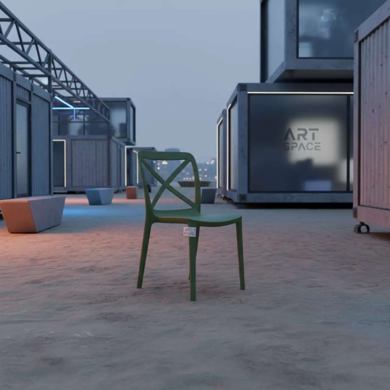 Аренда Стул Cross пластиковый оливковый на пляже «Мандарин» — ART SPACE