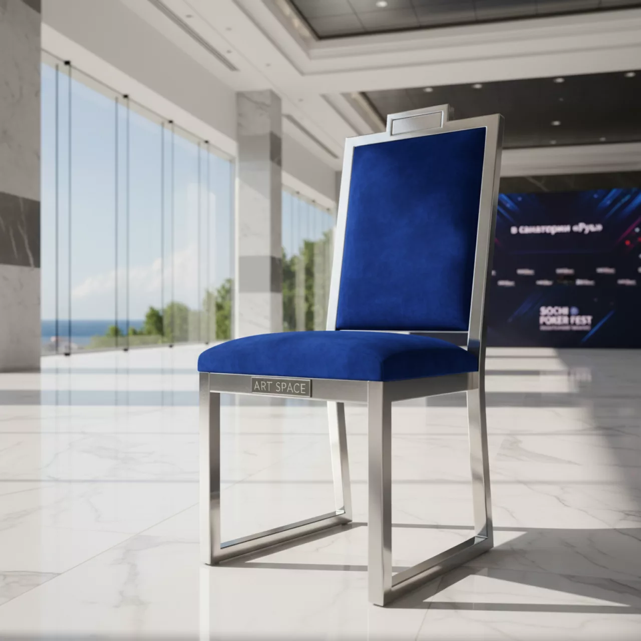 Аренда Стул Денвер Лайт серебро корона синяя в санатории «Русь» — ART SPACE